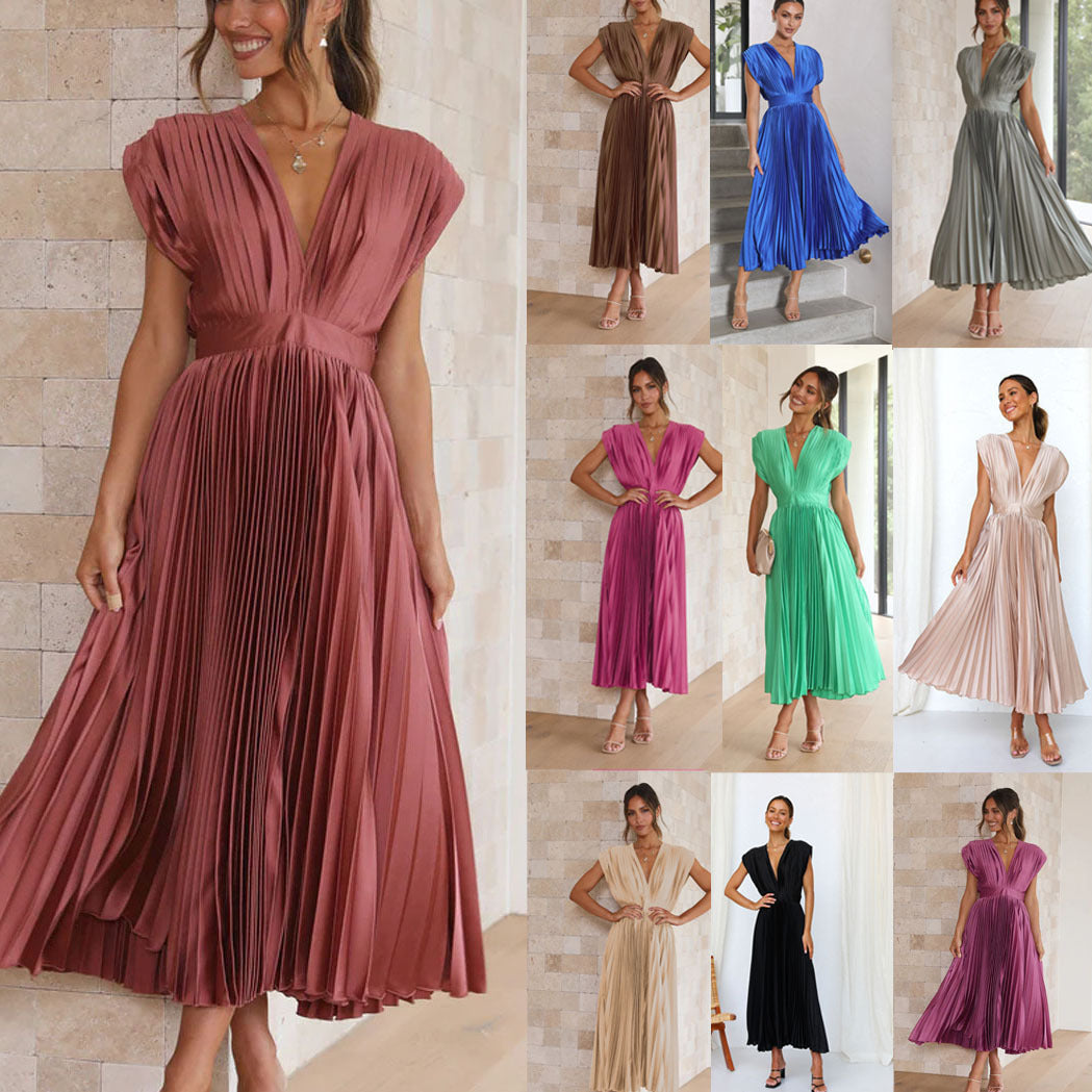 Robe Sexy Plissée Décontractée Sans Manches