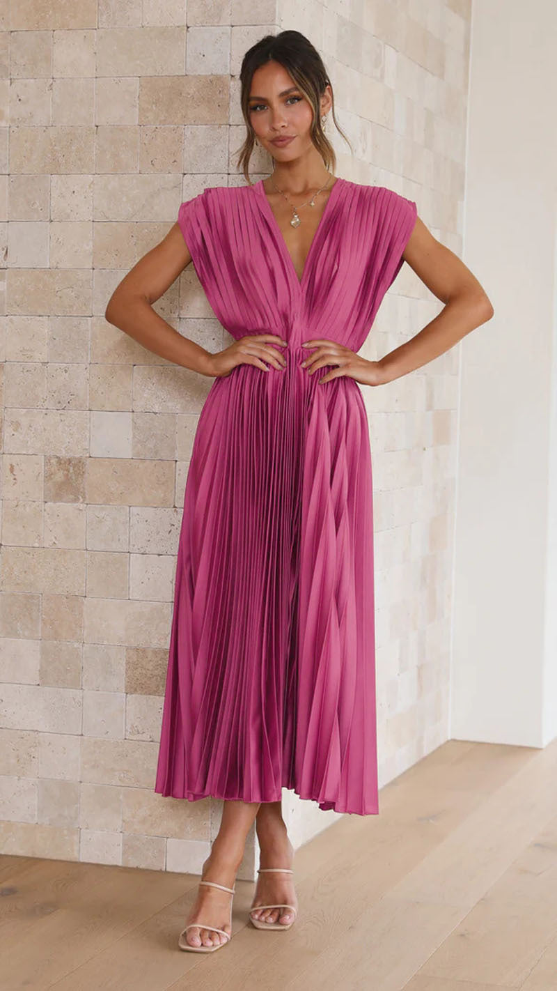 Robe Sexy Plissée Décontractée Sans Manches