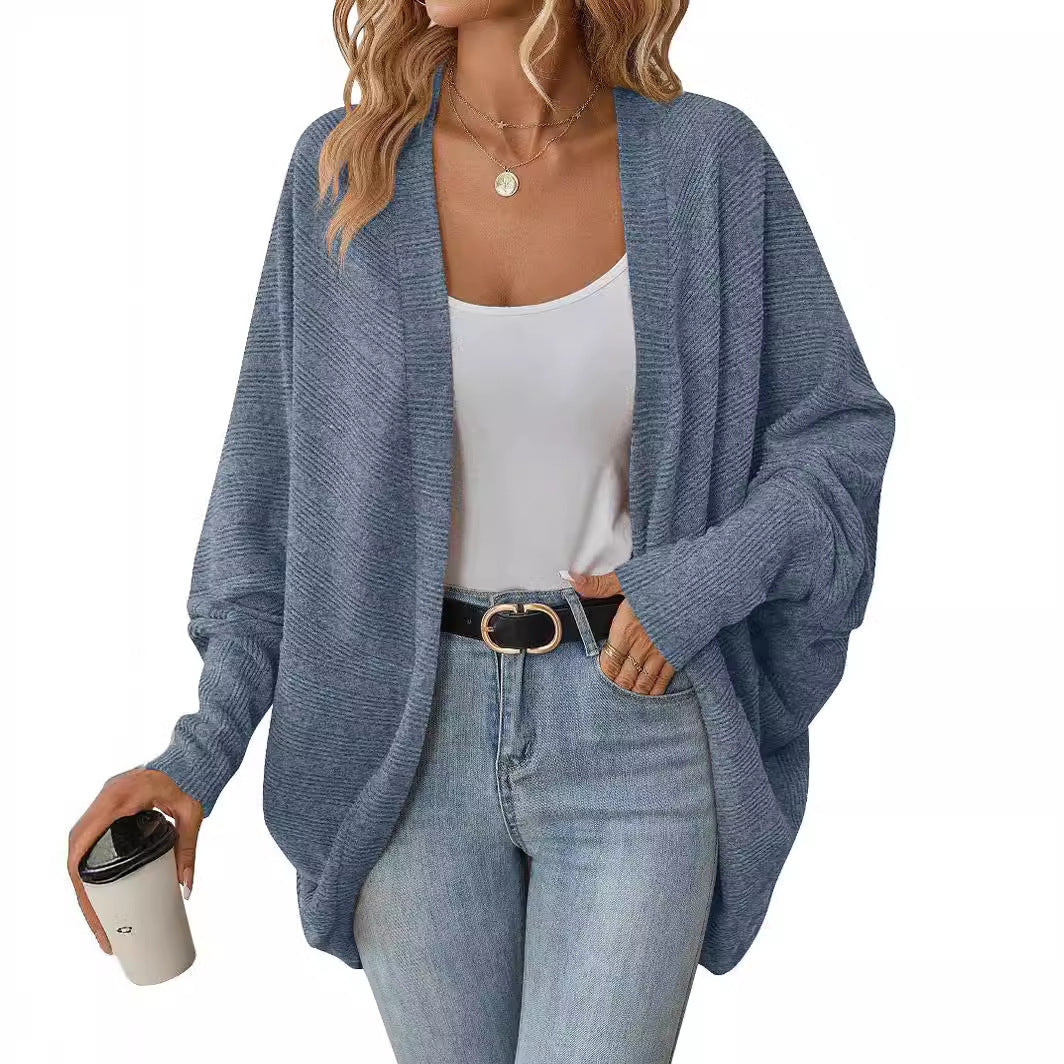 Cardigan Tricoté Ample à Manches Chauve-Souris