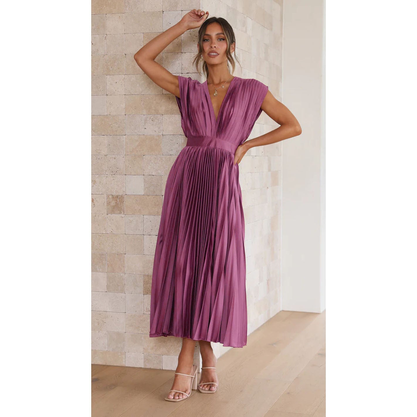 Robe Sexy Plissée Décontractée Sans Manches