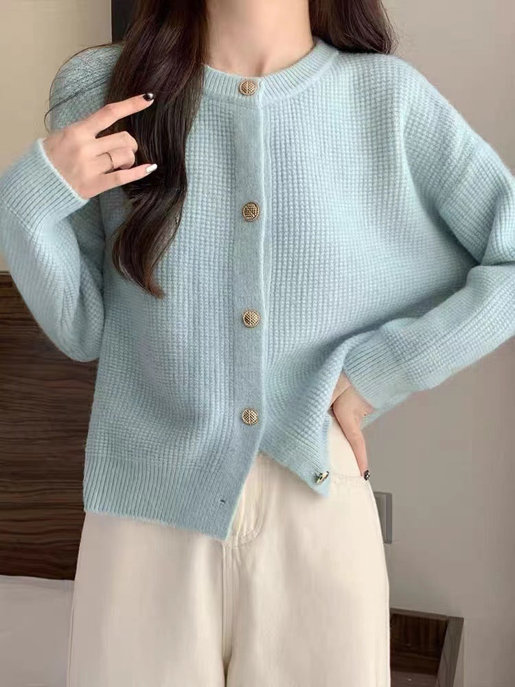 Cardigan Tricoté à Col Rond