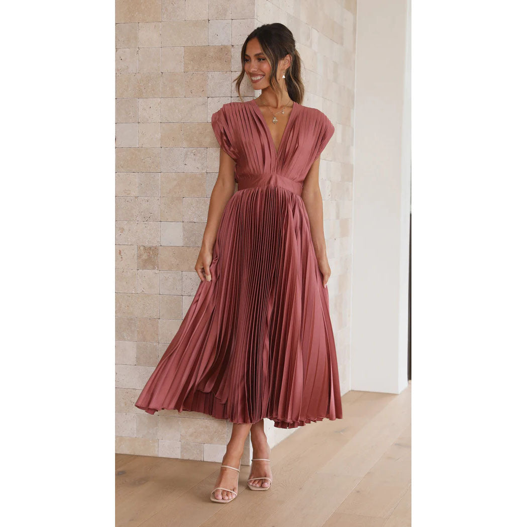 Robe Sexy Plissée Décontractée Sans Manches