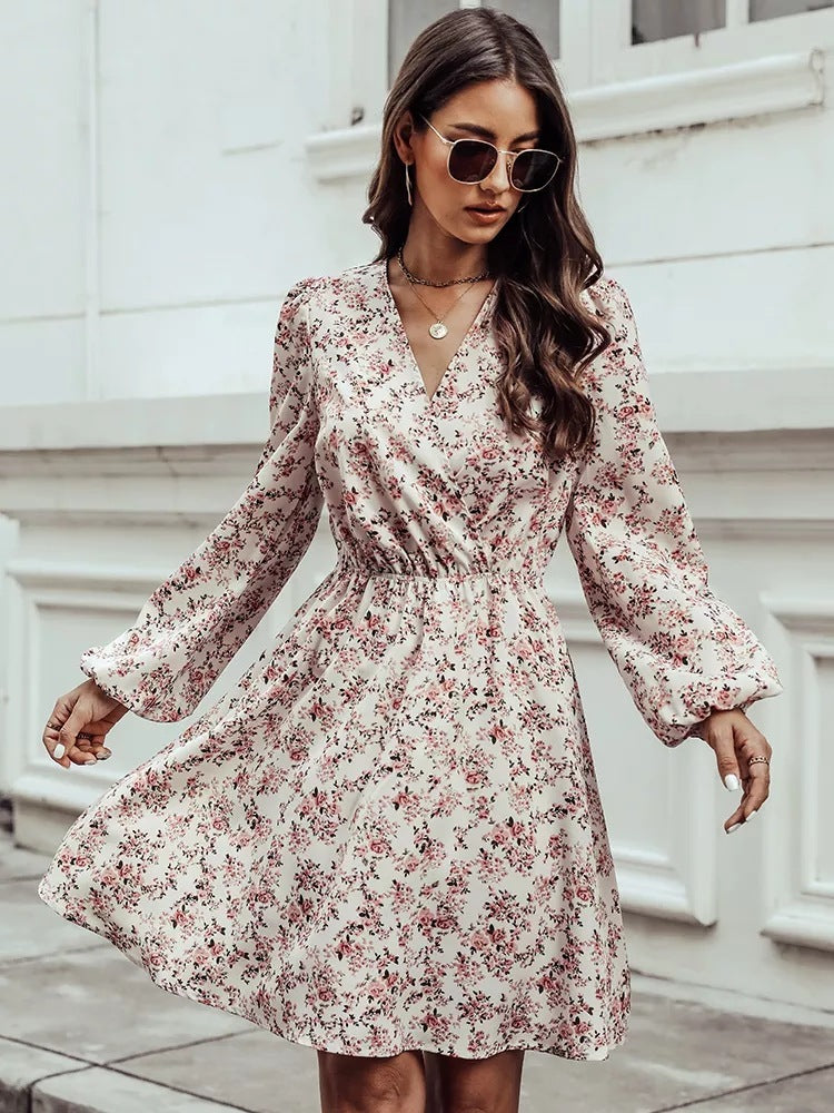 Robe Élégante Imprimée - Manches Longues