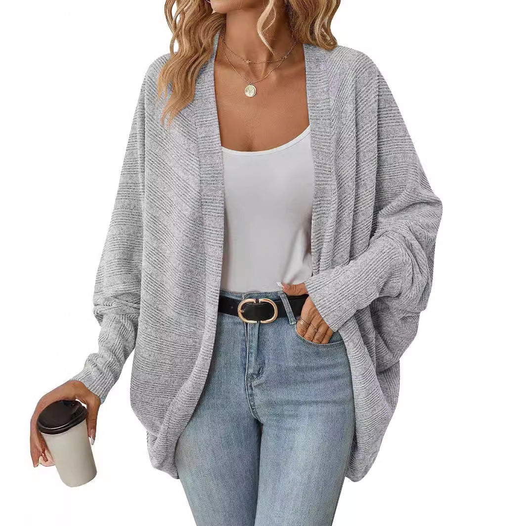 Cardigan Tricoté Ample à Manches Chauve-Souris