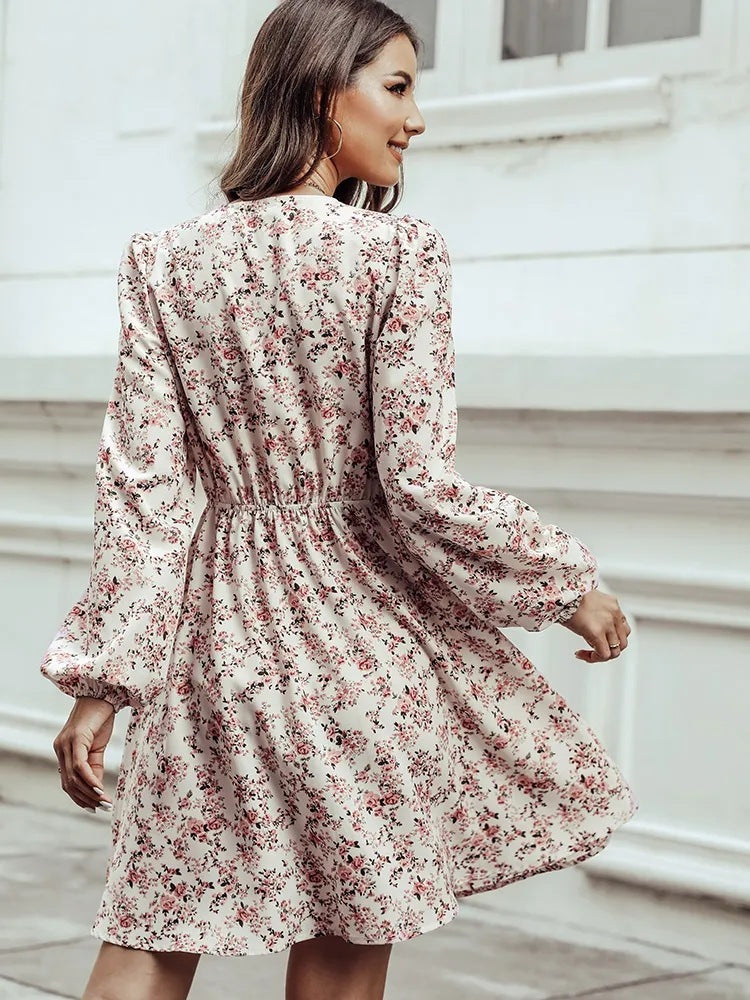 Robe Élégante Imprimée - Manches Longues