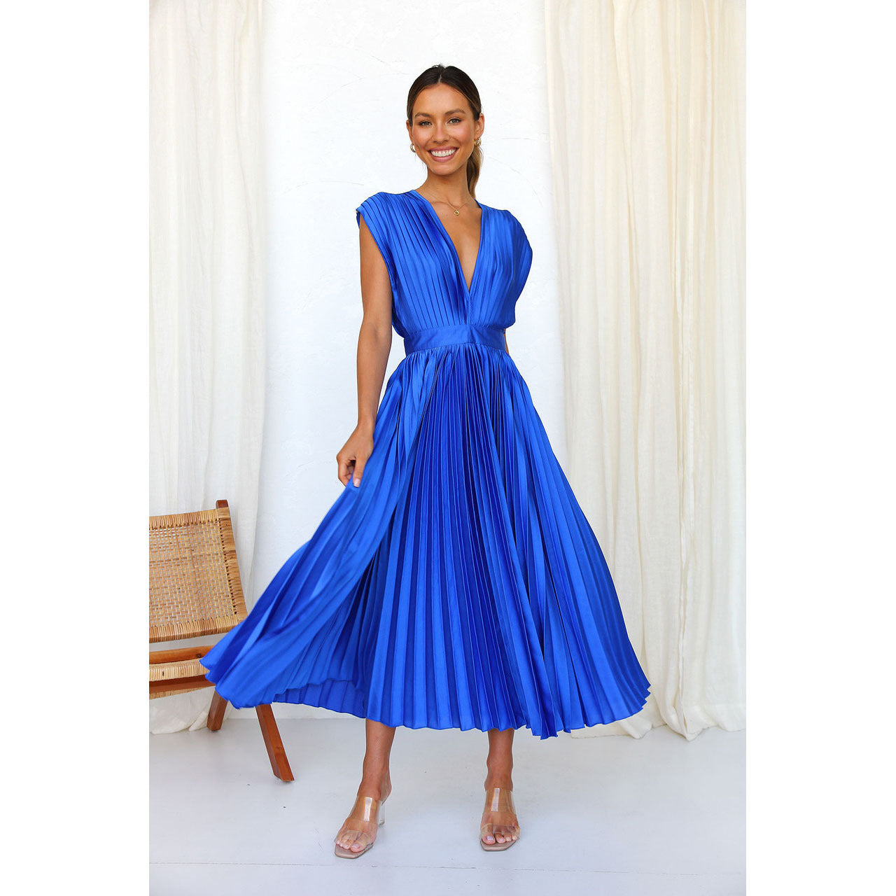 Robe Sexy Plissée Décontractée Sans Manches
