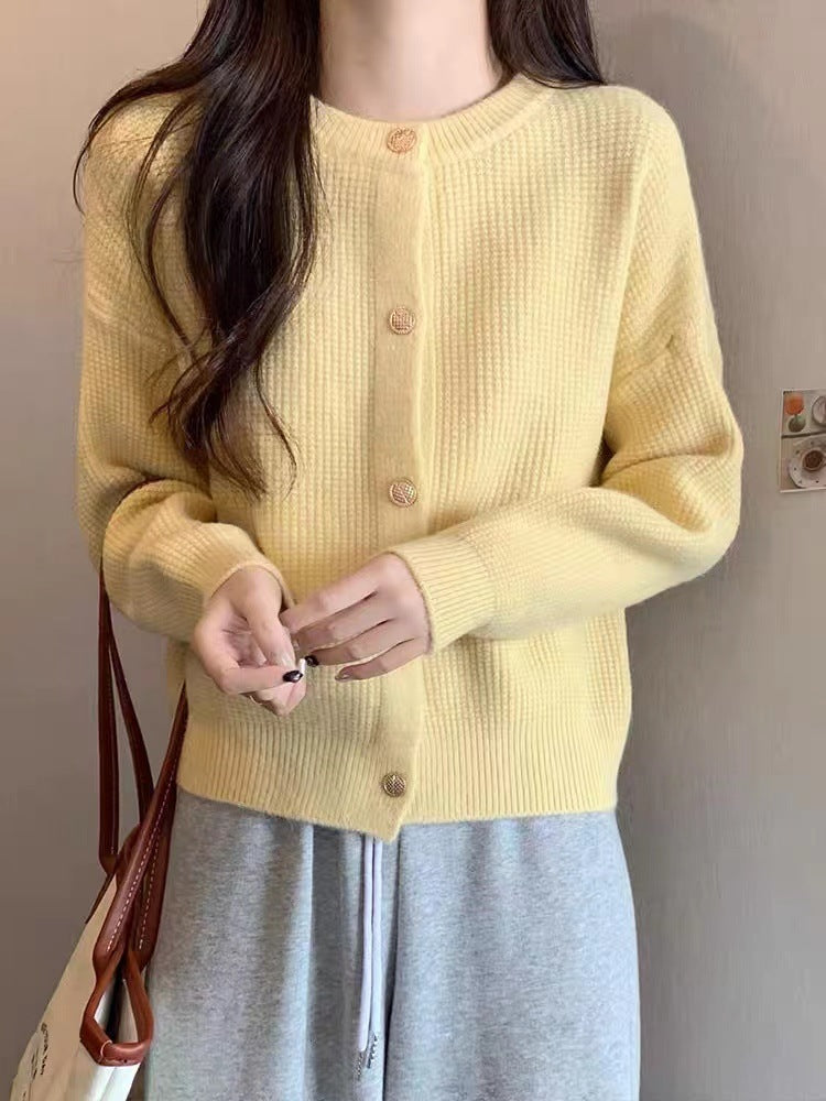 Cardigan Tricoté à Col Rond
