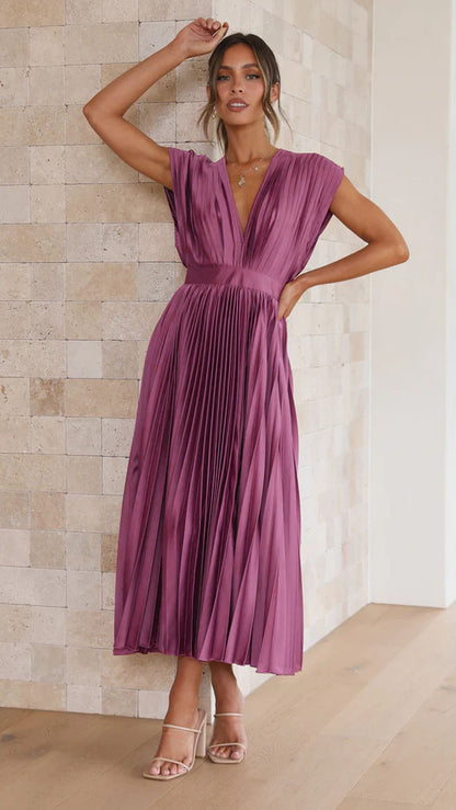 Robe Sexy Plissée Décontractée Sans Manches