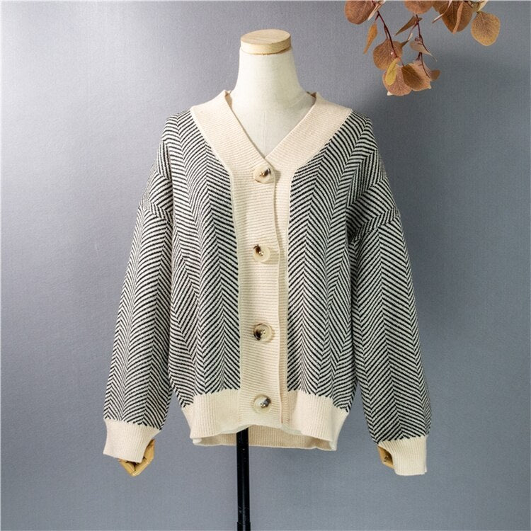 Cardigan Rayé en Tricot