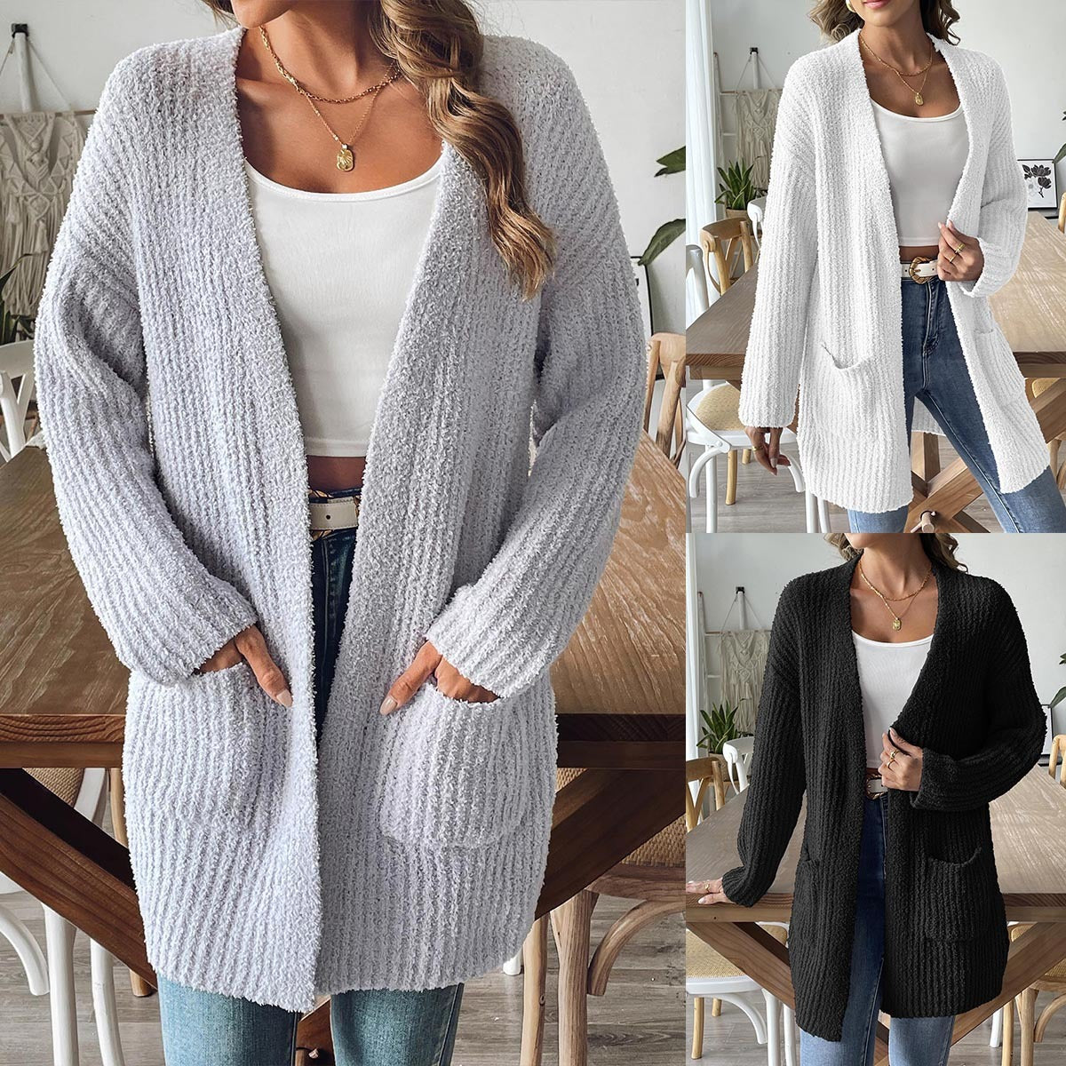 Cardigan en Velours pour Femme