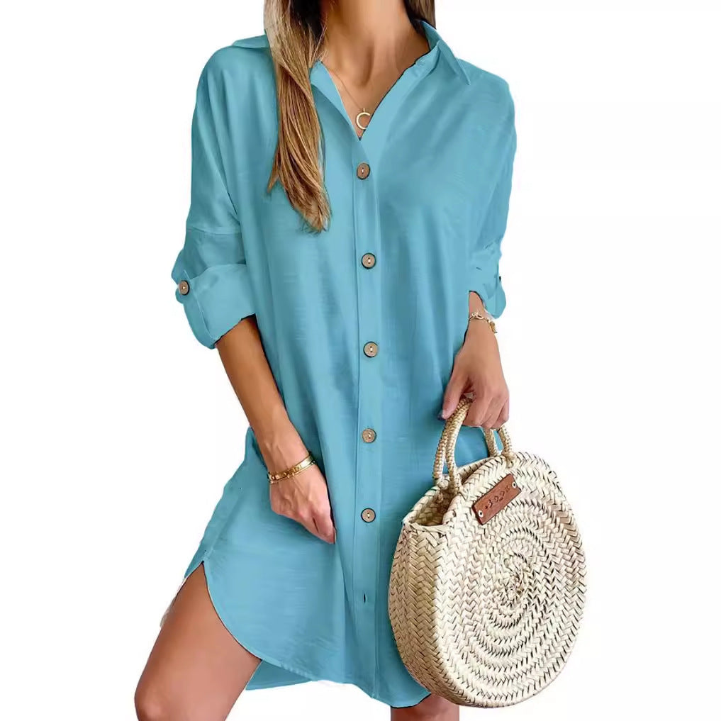 Robe Chemise à Manches Longues