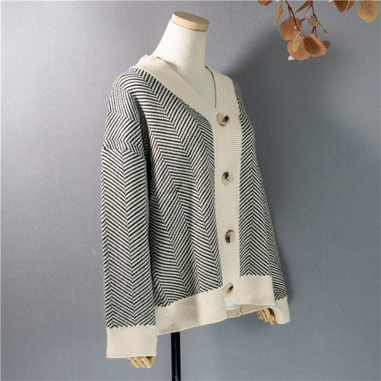 Cardigan Rayé en Tricot