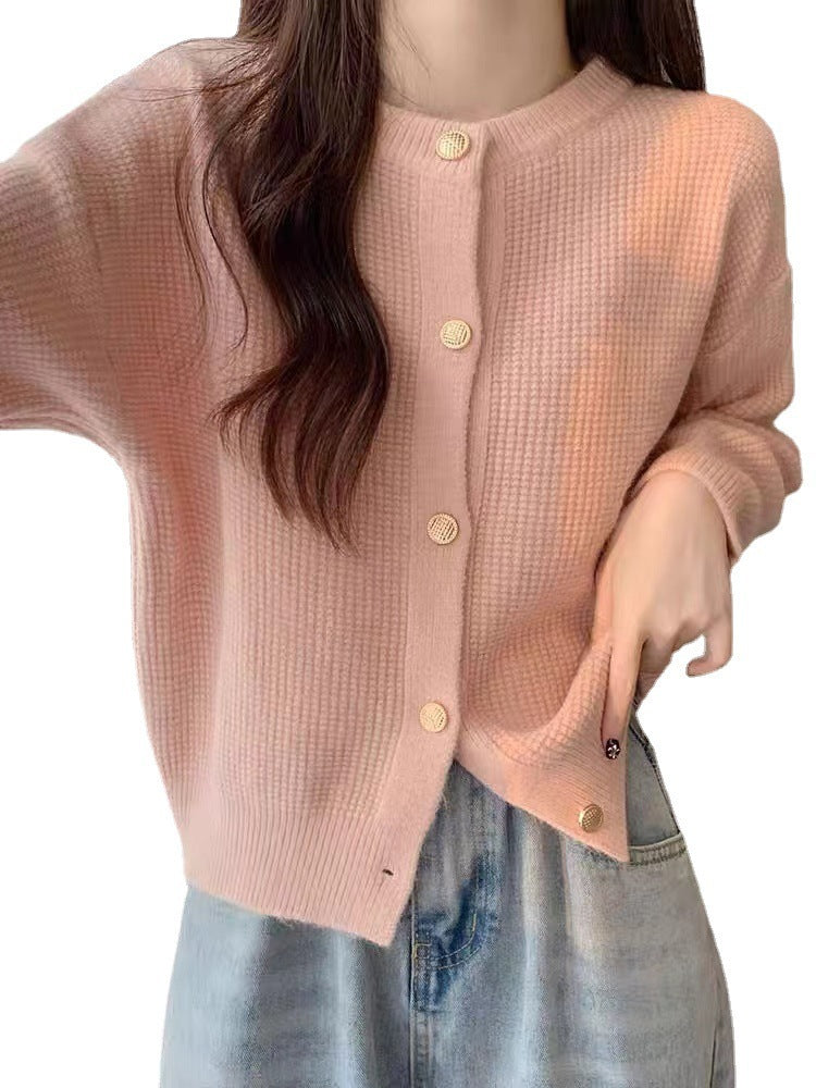 Cardigan Tricoté à Col Rond