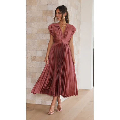 Robe Sexy Plissée Décontractée Sans Manches