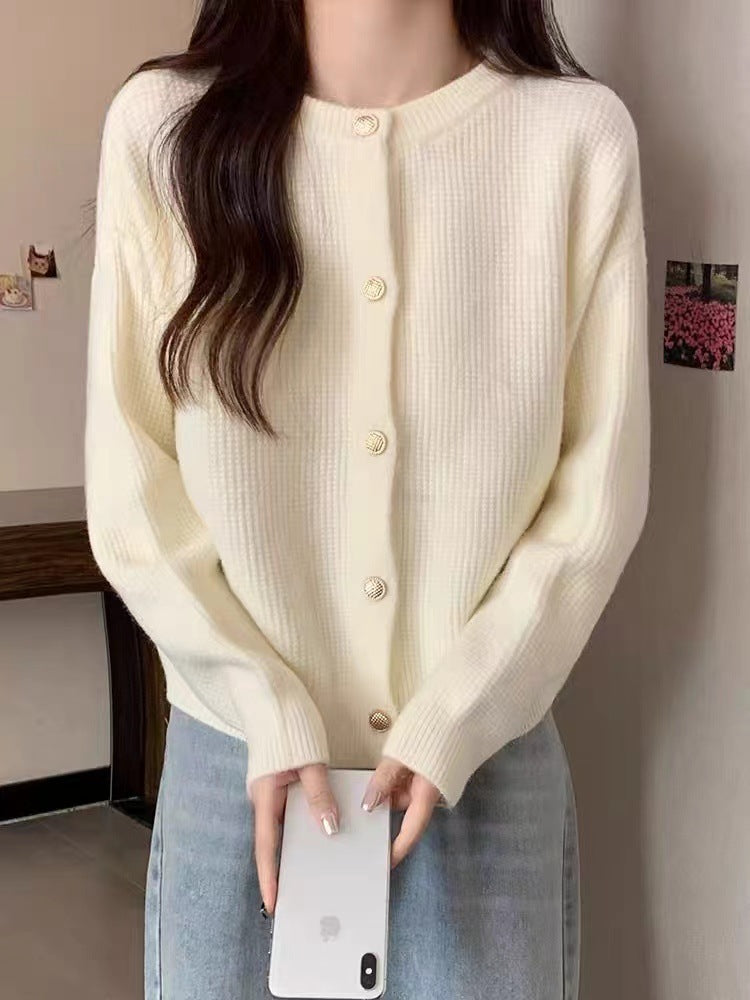 Cardigan Tricoté à Col Rond