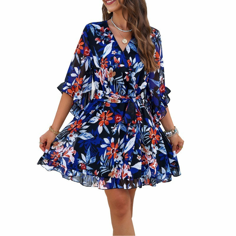 Robe Été à Imprimé Floral - Manches Courtes