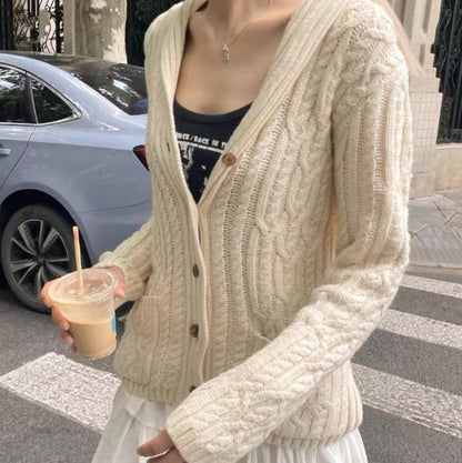 Cardigan Tricot Torsadé Femme